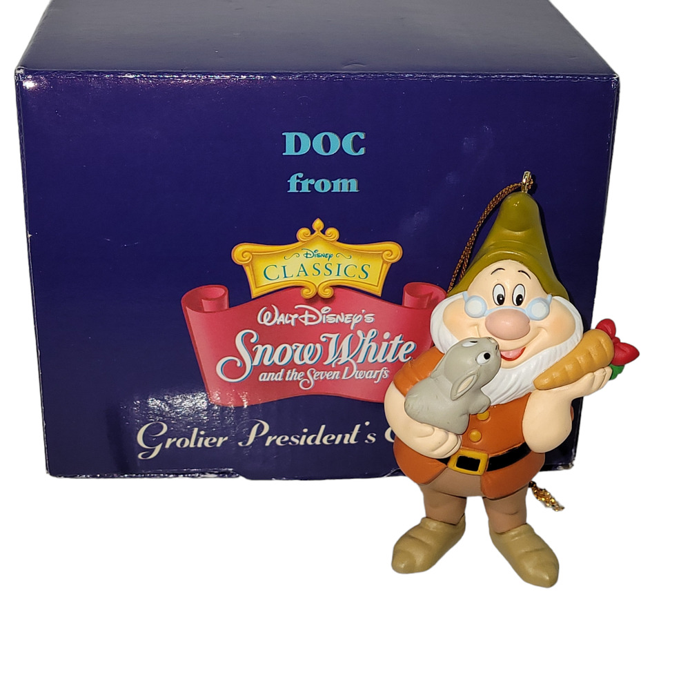 Grolier Disney Snow White Doc Dwarf Ornament Presidents Edition Classics Box